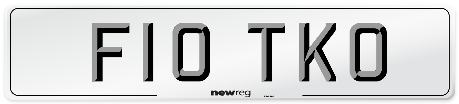 F10 TKO Number Plate from New Reg